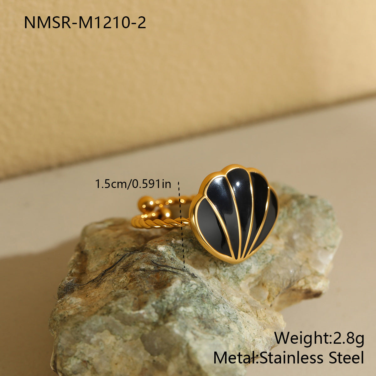 Wholesale Stainless steel ocean-themed adjustable seashell ring