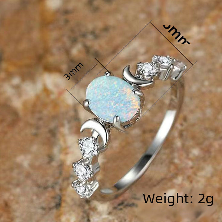Wholesale Moon Ring Light Luxury Four-claw Diamond Rings
