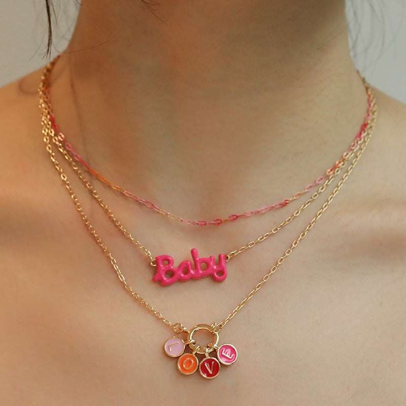 Wholesale Pink Flower Heart Necklace ACC-NE-KJ004