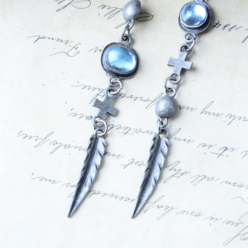 Wholesale Retro Bohemian Style Tassel Feather Pendant Earrings