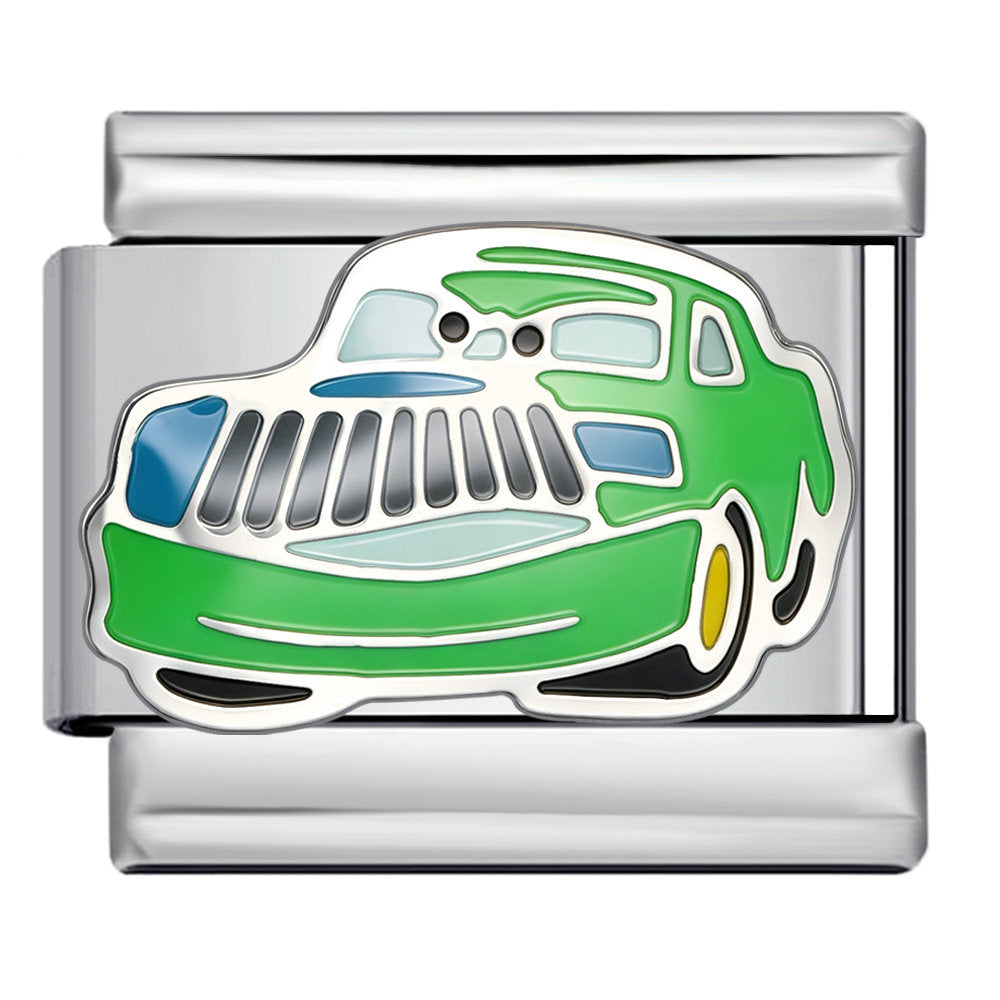 Wholesale Cartoon Car Design Stainless Steel Italian Modular Bracelet DIY Jewelry Accessory Gift Boutique