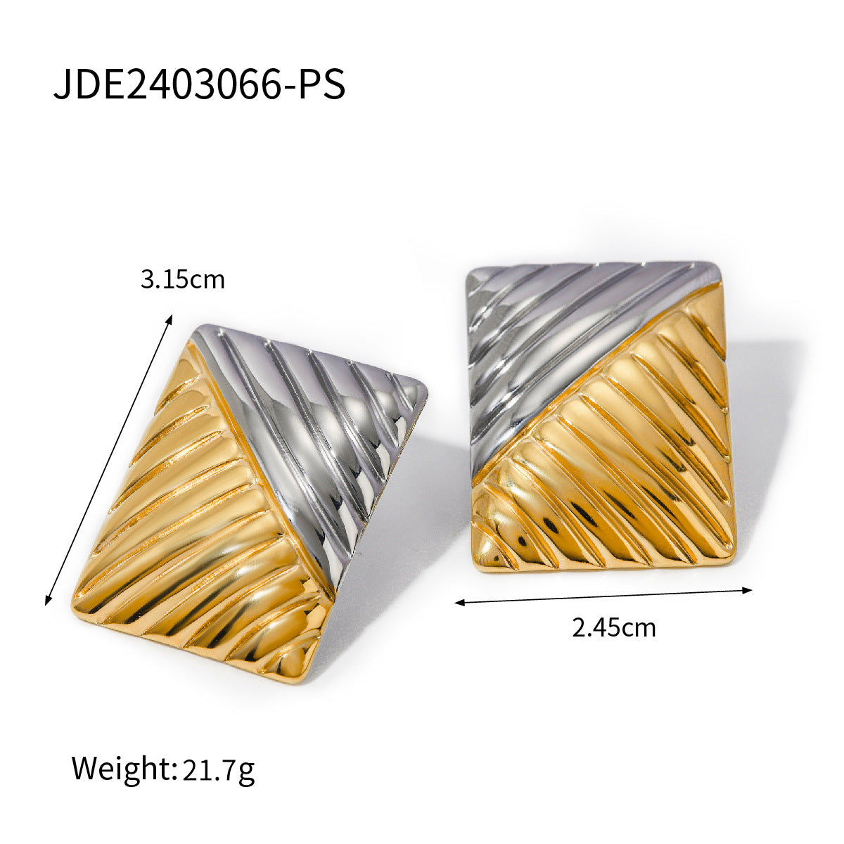 Wholesale 18k Gold Gold and Silver Color Matching Earrings Square Texture Titanium Steel Earrings ACC-ES-JieDing003