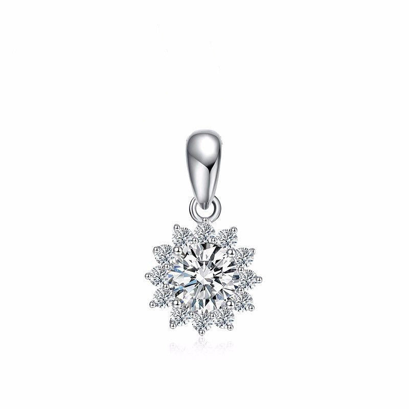 Wholesale s925 silver sunflower moissanite necklace