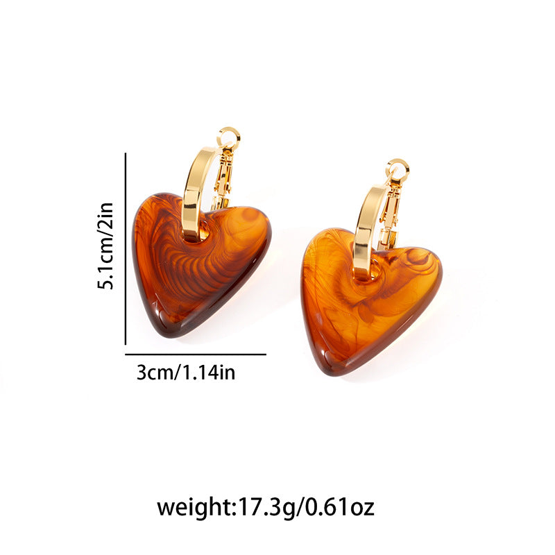 Wholesale Stainless Steel Resin Heart Earrings Minimalist Everyday Jewelry Gift