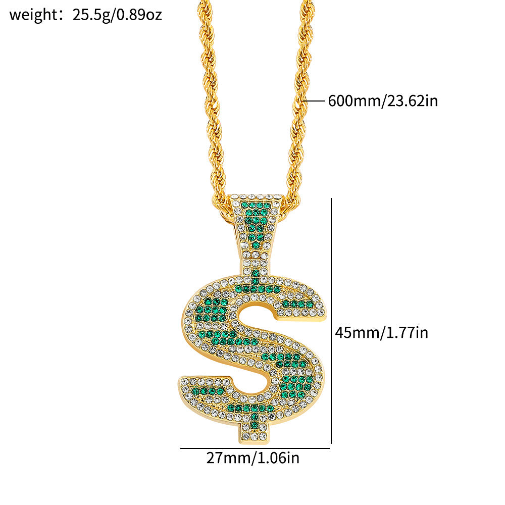 Wholesale Diamond Dollar Twirl Necklace Hip Hop Necklaces ACC-NE-YBY001
