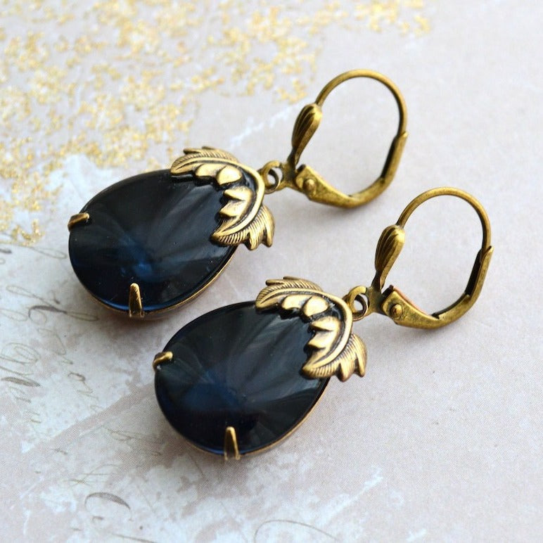 Wholesale  vintage gemstone leaves fashion pendant earrings