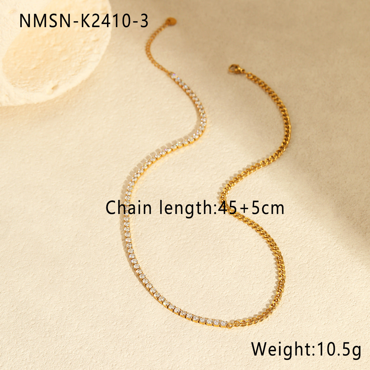 Wholesale  simple inlaid zircon necklace strip stainless steel plated 18K gold high-grade bracelet