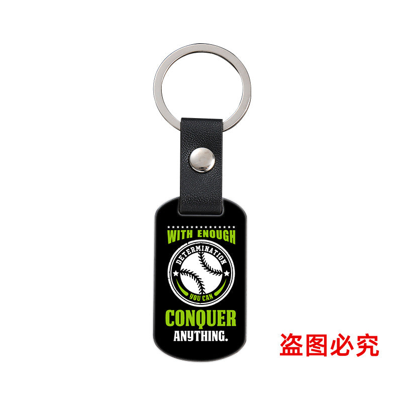 Wholesale Softball Baseball Sports Metal Leather Keychain ACC-KC-Ganggu036