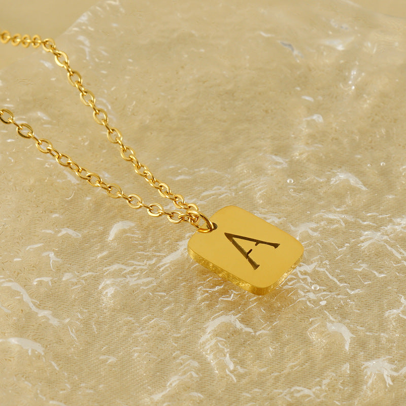 Wholesale Steel titanium letter tag necklace