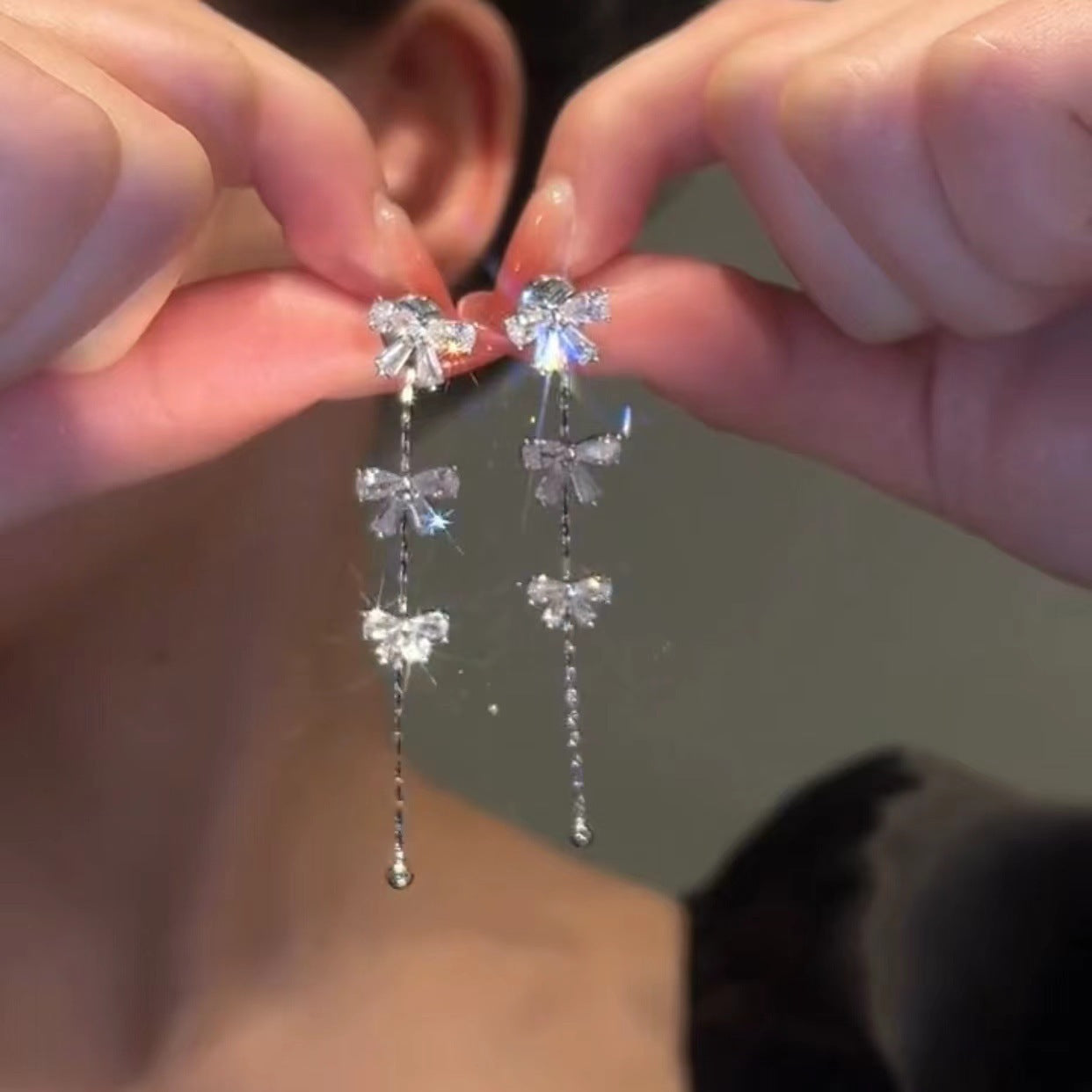 Wholesale  Zircon Butterfly Tassel Earrings