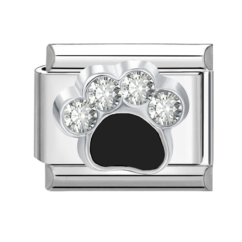 Wholesale Italian Charm Bracelet 9mm DIY Splicing Cat' s Paw Pet Stainless Steel Composable Bracelet