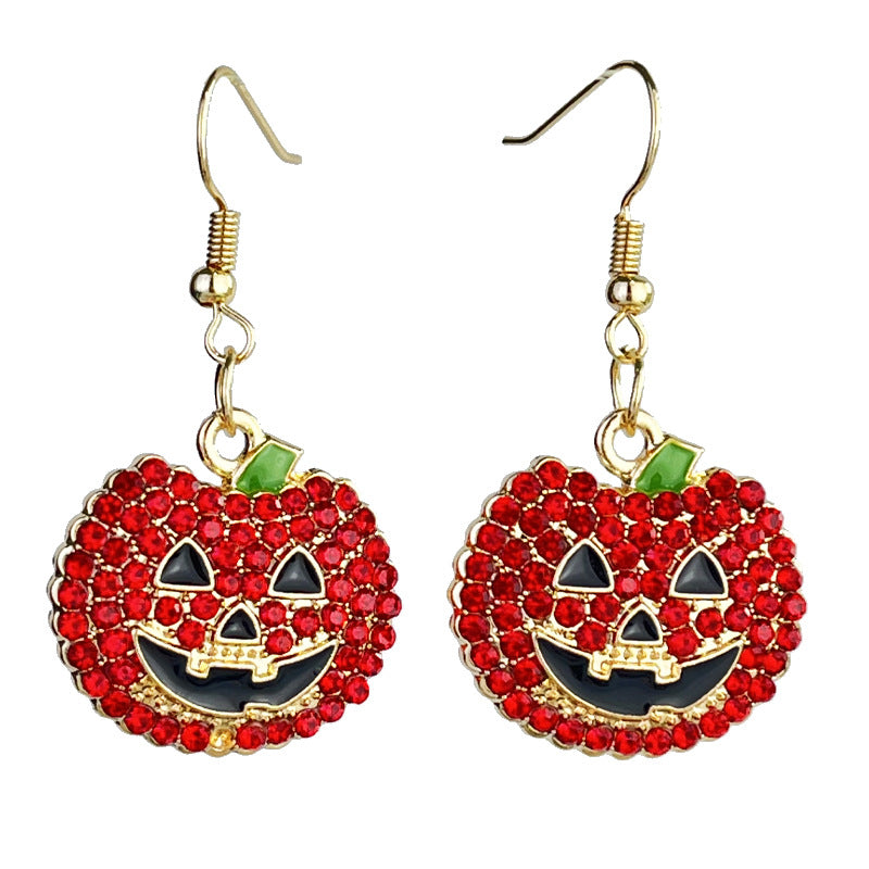 Wholesale 2 pairs/pack  Halloween Pumpkin Ghost Exquisite Diamond Earrings