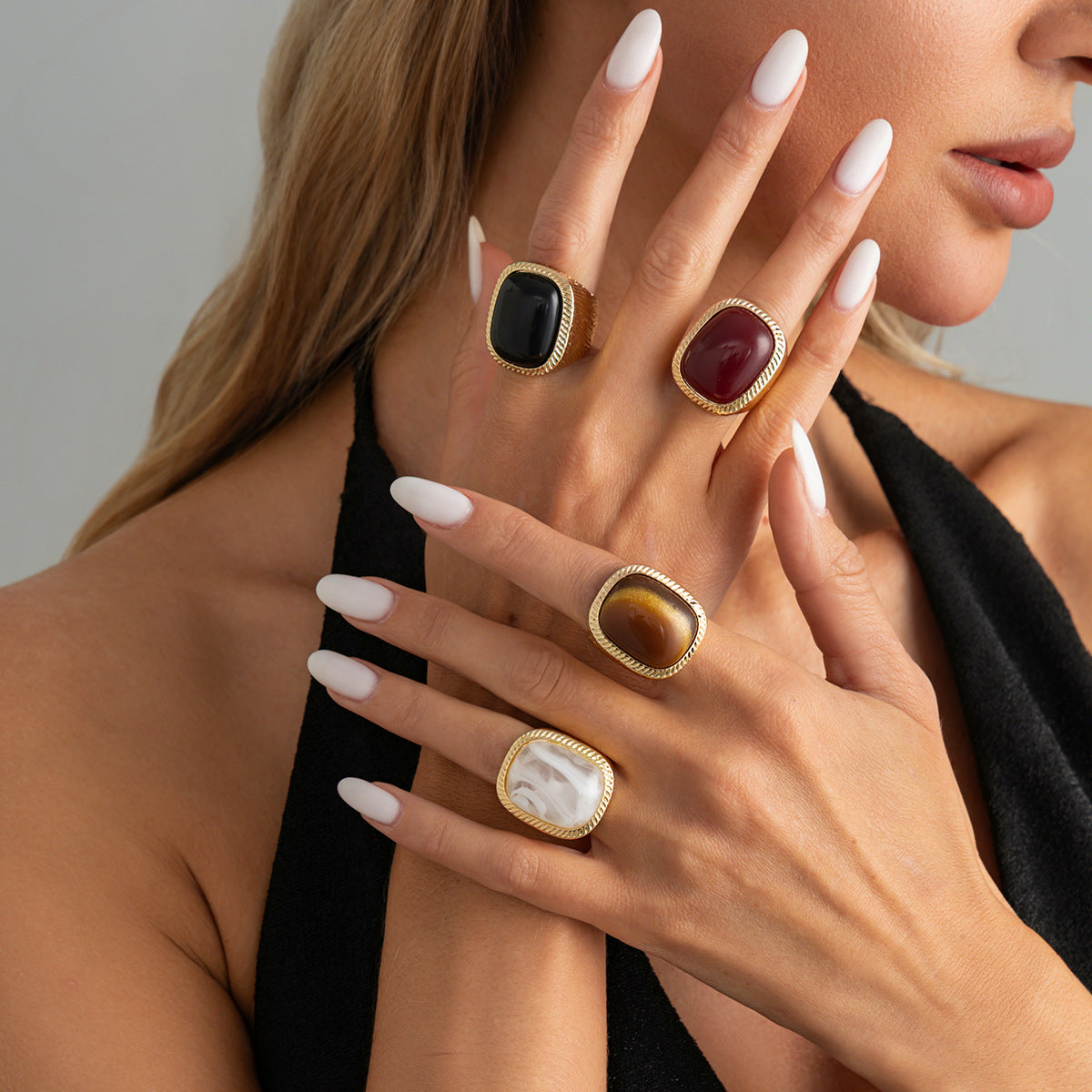 Wholesale Electroplated Metal Vintage Exaggerated Open Ring,  Boutique Resale