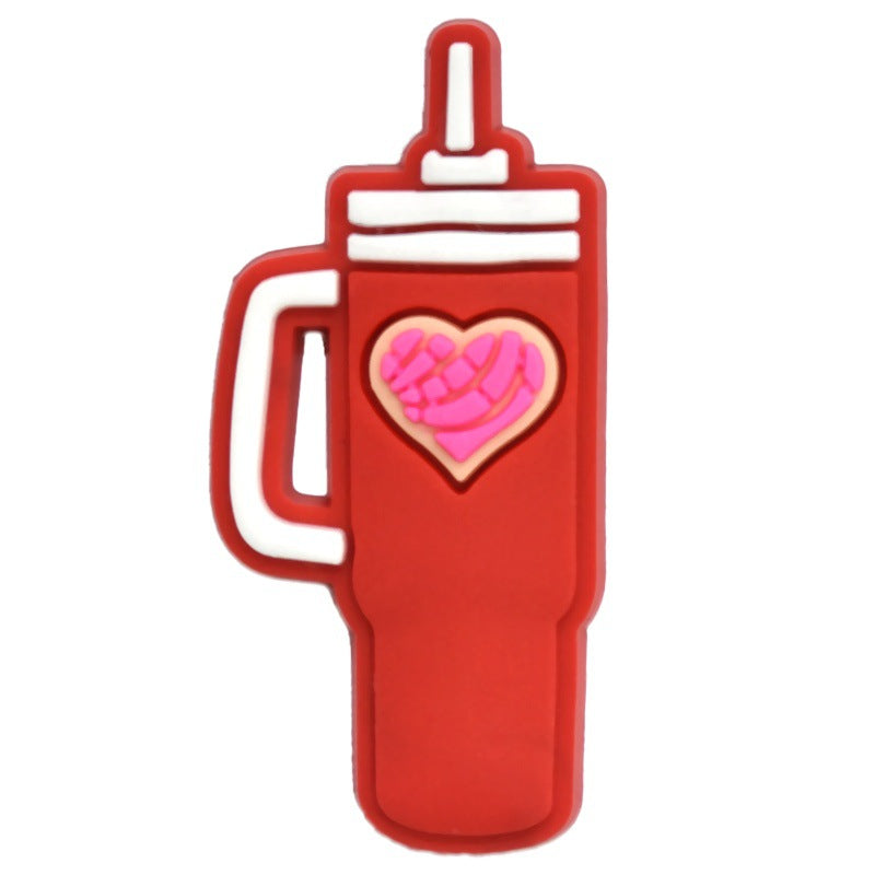 Wholesale  Random 100pcs Love-themed Water Bottle PVC Soft Rubber Shoe Buckle Decoration