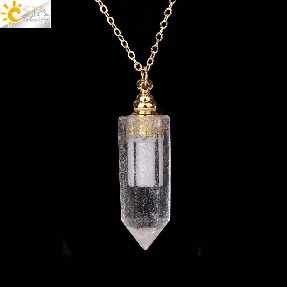 Wholesale Natural Stone Crystal Perfume Bottle Necklace ACC-NE-HuaiShe001