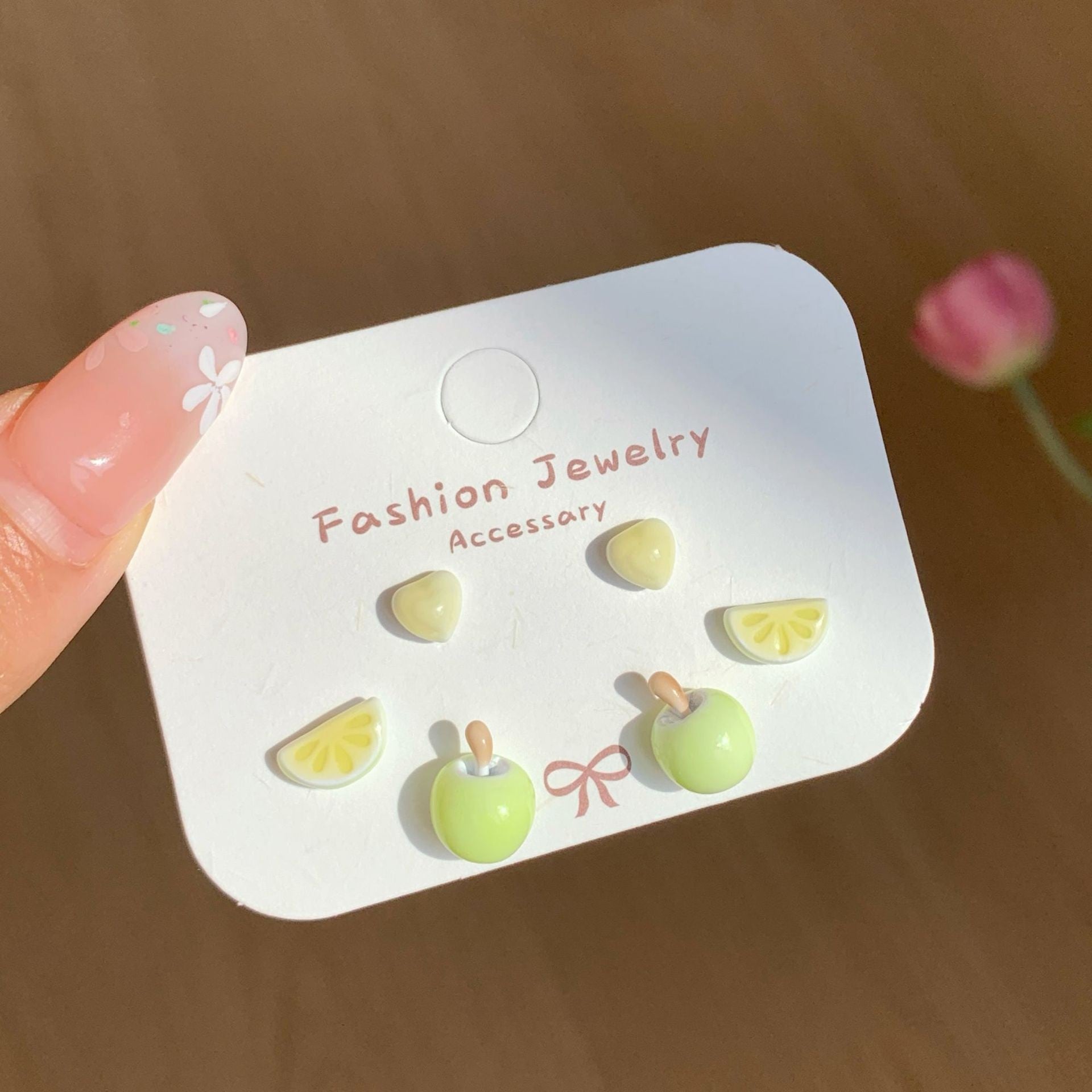 Wholesale Summer butterfly earrings set versatile exquisite zircon pink earrings