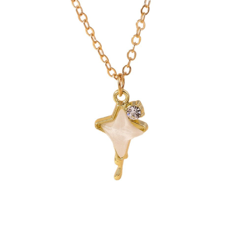 Wholesale fashion  star clavicle chain  light luxury four-pointed star necklace jewelry