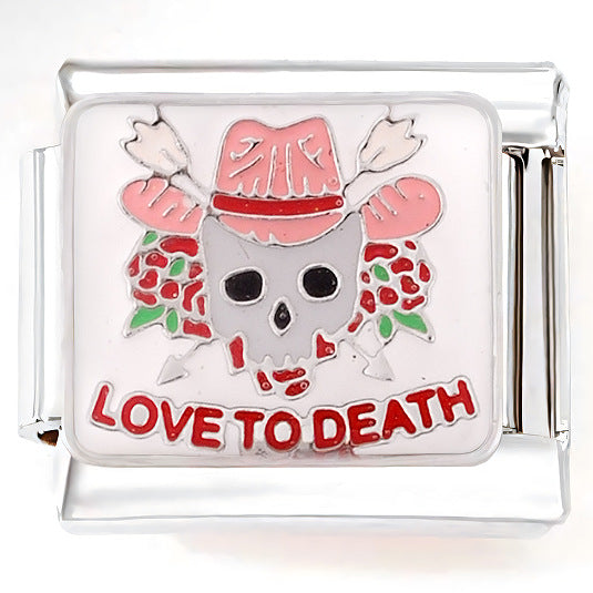 Wholesale Italian Charm Bracelet 9mm DIY Splicing Green Pink Heart Flower Stainless Steel Composable Bracelet