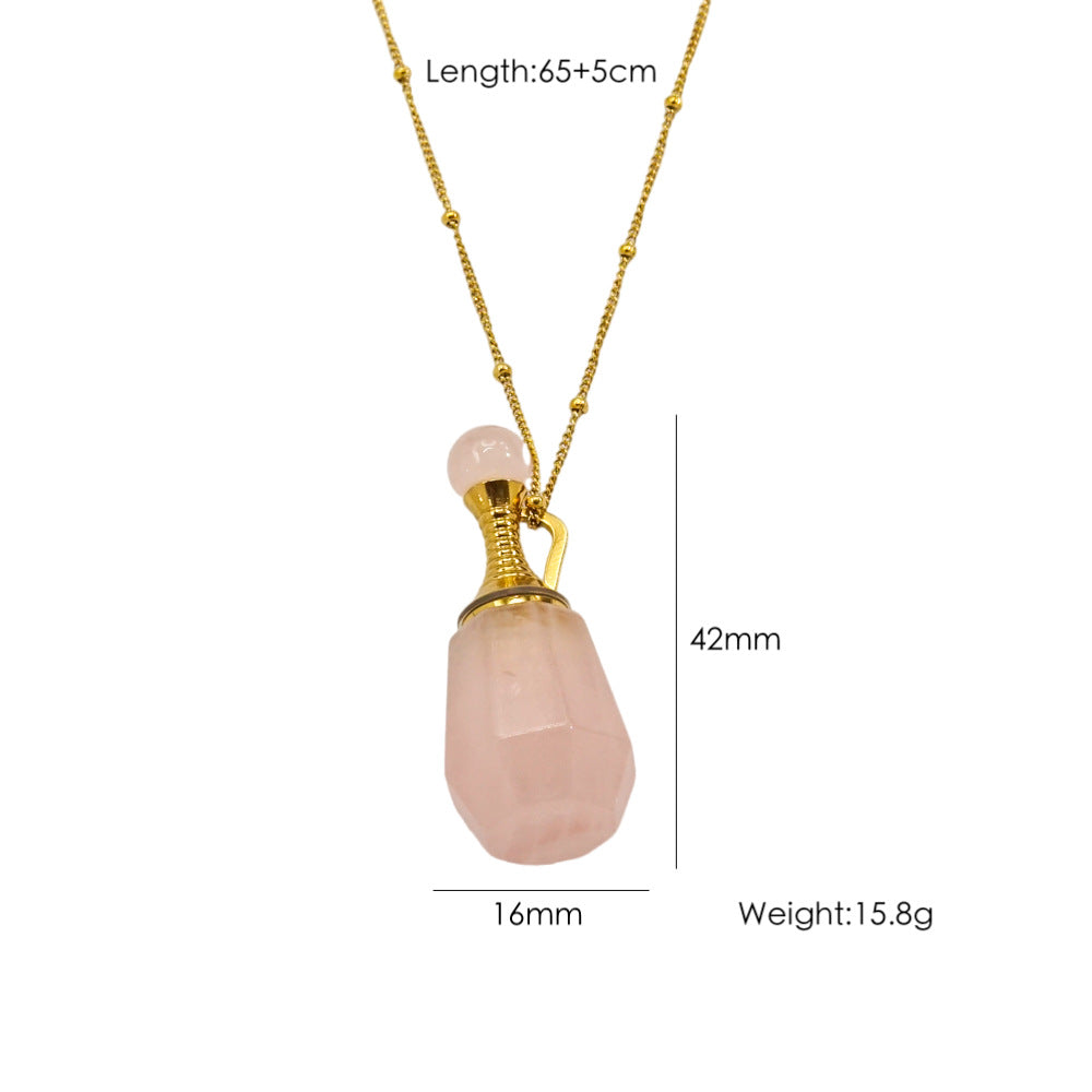Wholesale Light Luxury Natural Stone Aroma Bottle Pendant Stainless Steel Necklace