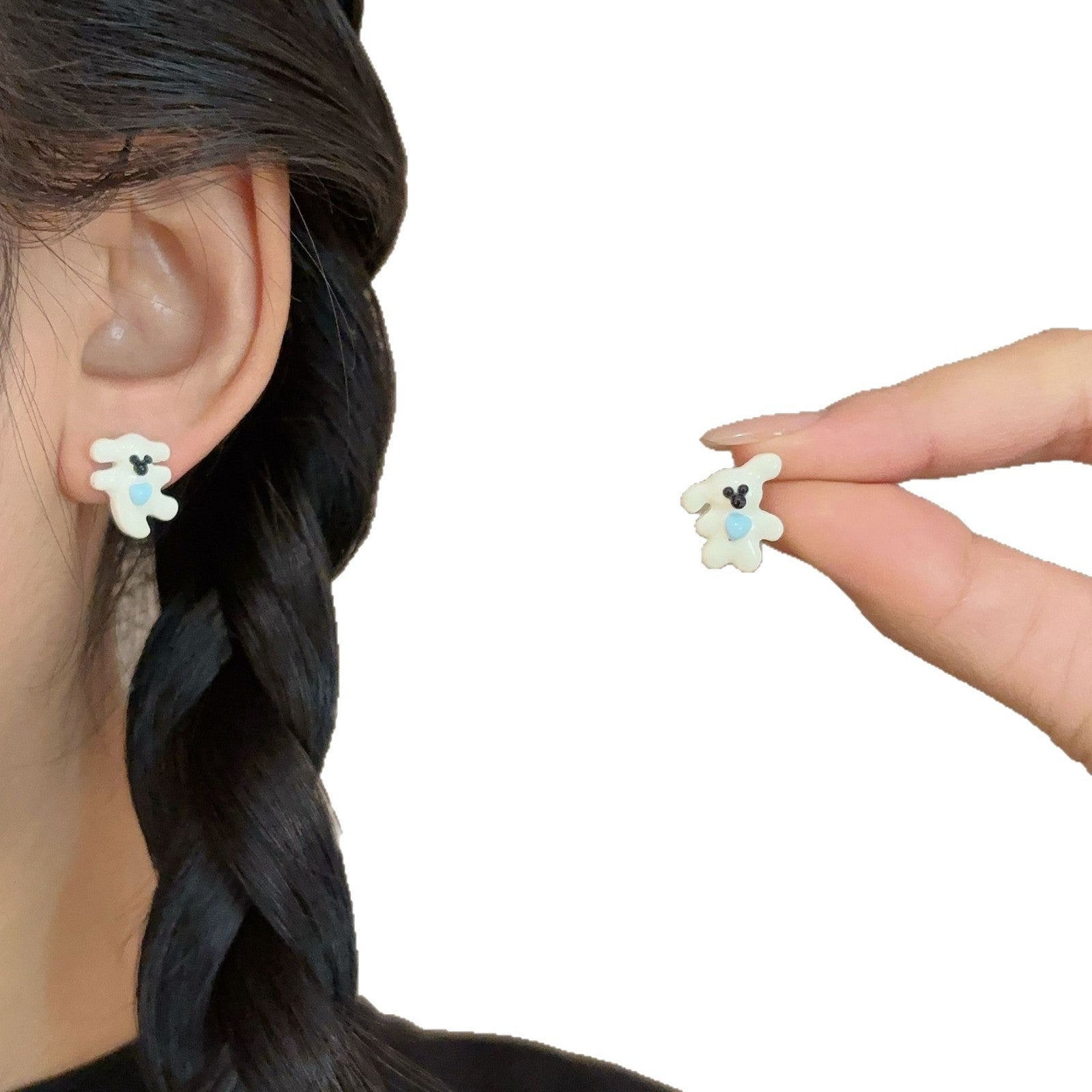 Wholesale  Fun Dopamine Pink Love Bear Earrings