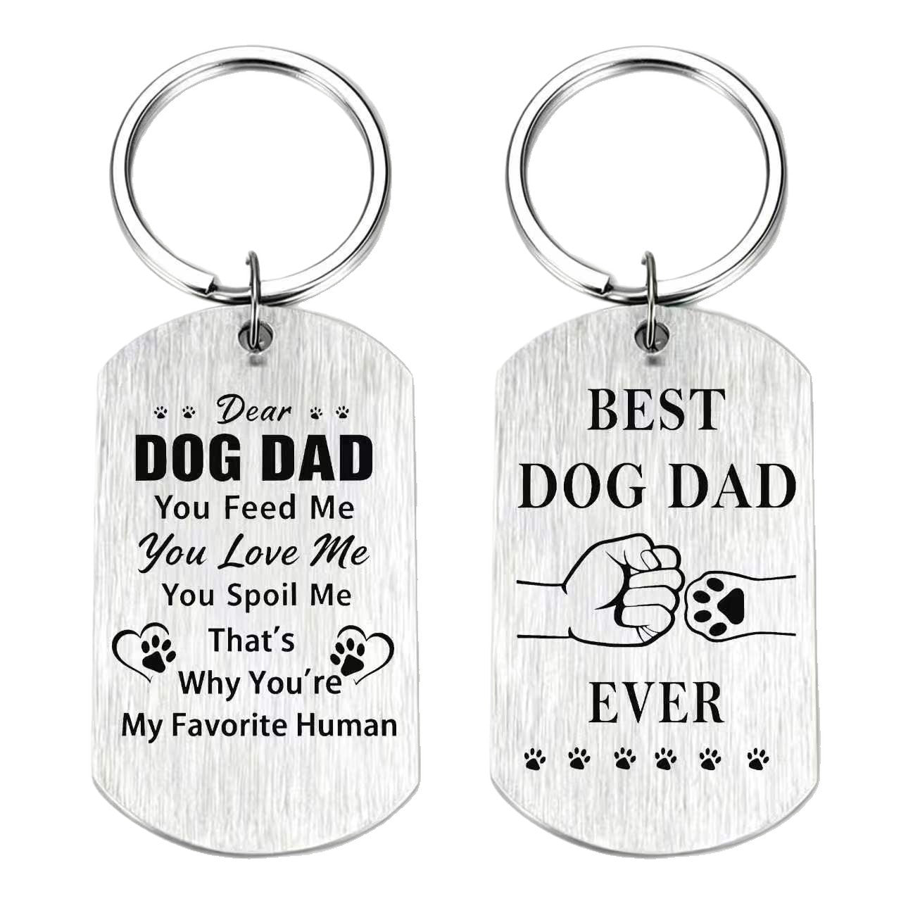 Wholesale Stylish Stainless Steel Dog Mom Keychain With Pink Paw Print Car Key Accessory Gift
