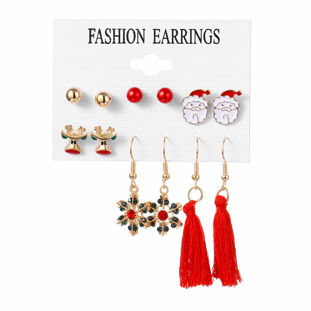 Wholesale Christmas Bell Elk Earrings Six-piece Set ACC-ES-Anduo003