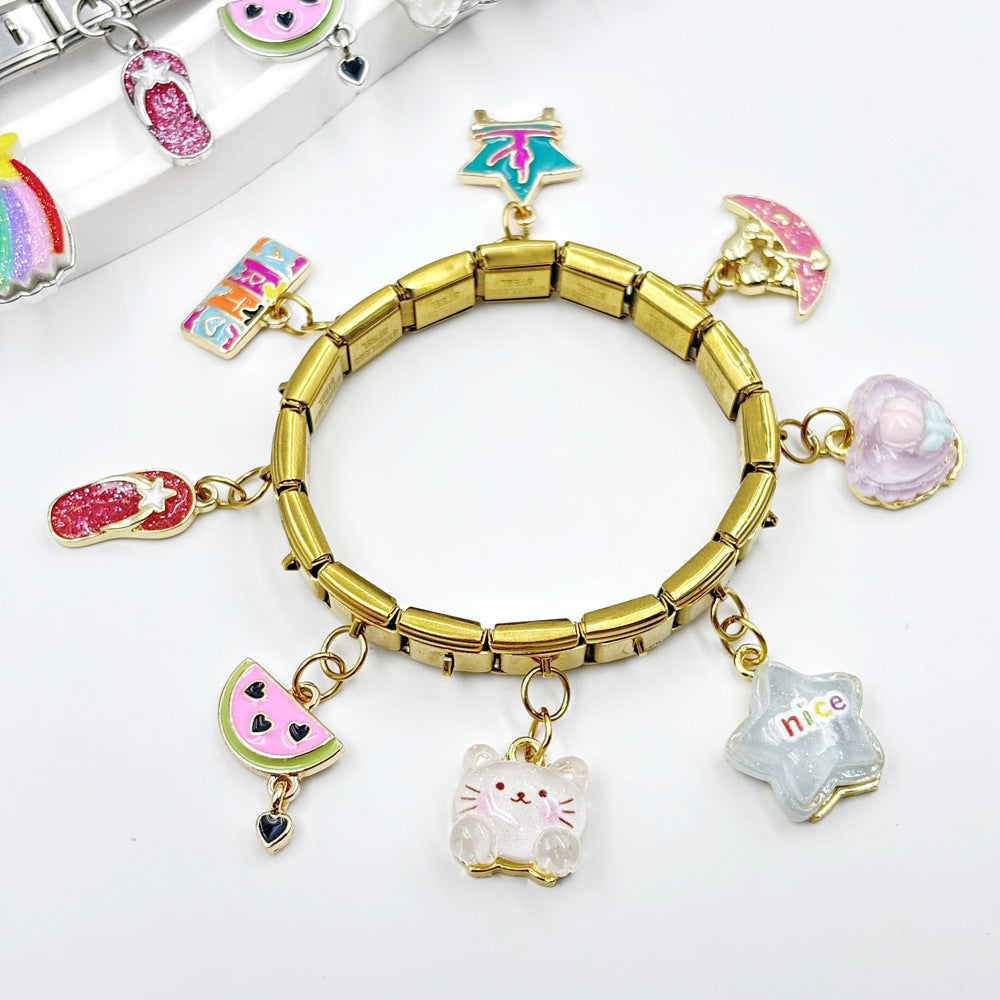 Wholesale  Italian Charm Bracelet 9mm DIY Pendant Series  Creative Stainless Steel Composable Bracelet