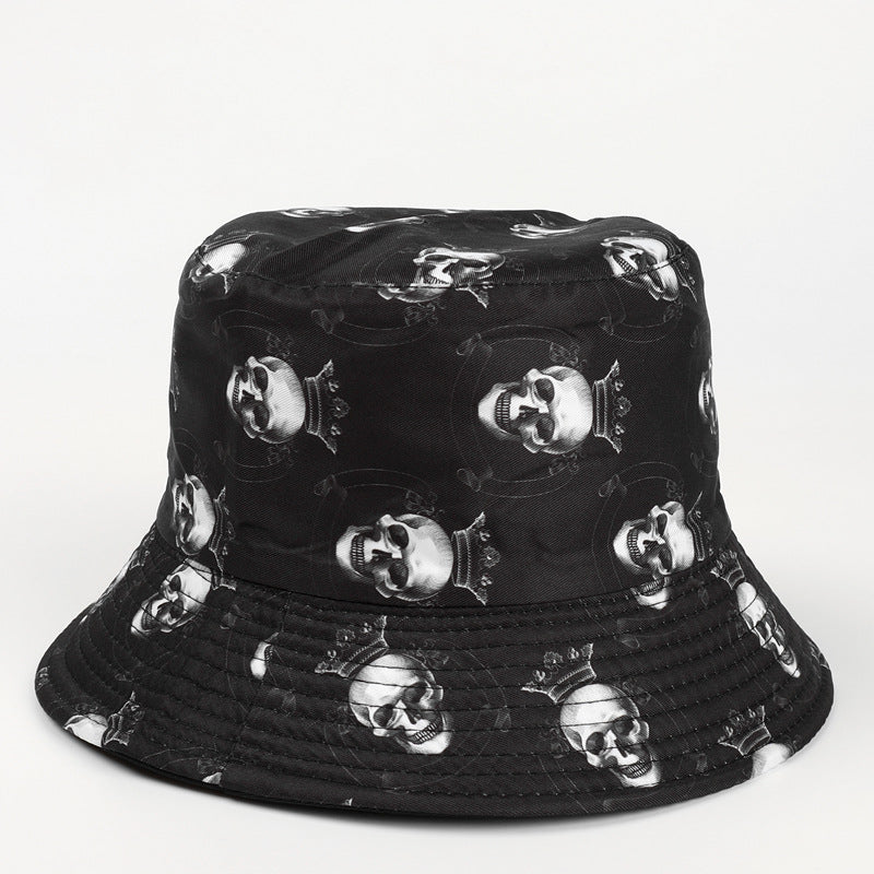Wholesale Creative Printing Bucket Hat Skull Rose Double-sided Bucket Hat ACC-HT-LueLan010