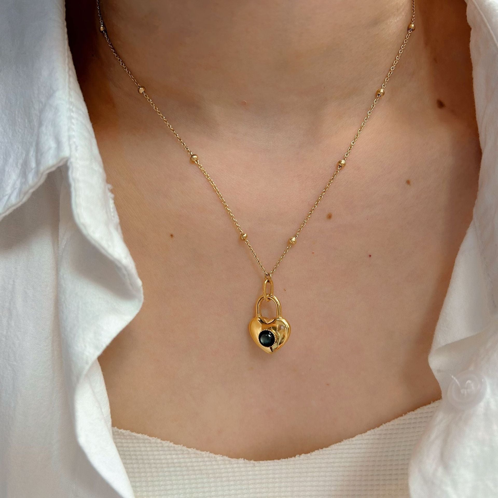 Wholesale Ocean Series Stainless Steel Shell Natural Stone Necklace