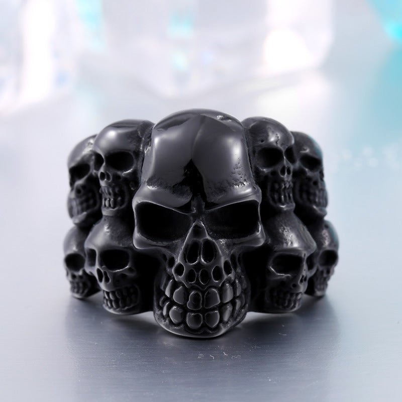 Wholesale punk style men's titanium steel ring