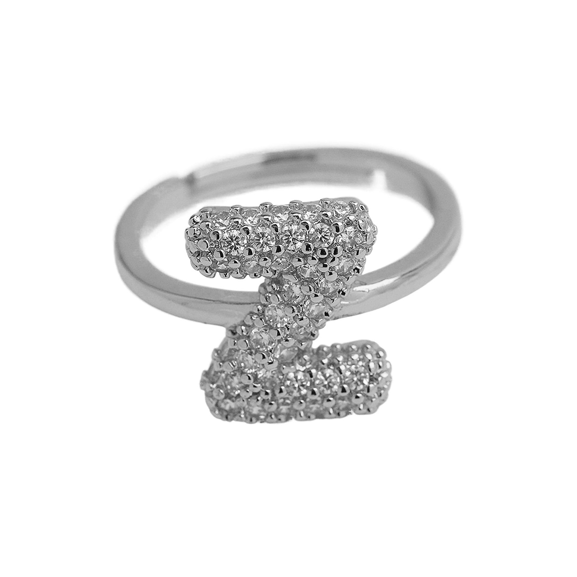 Wholesale  white gold balloon bubble cute 26 English letters open ring