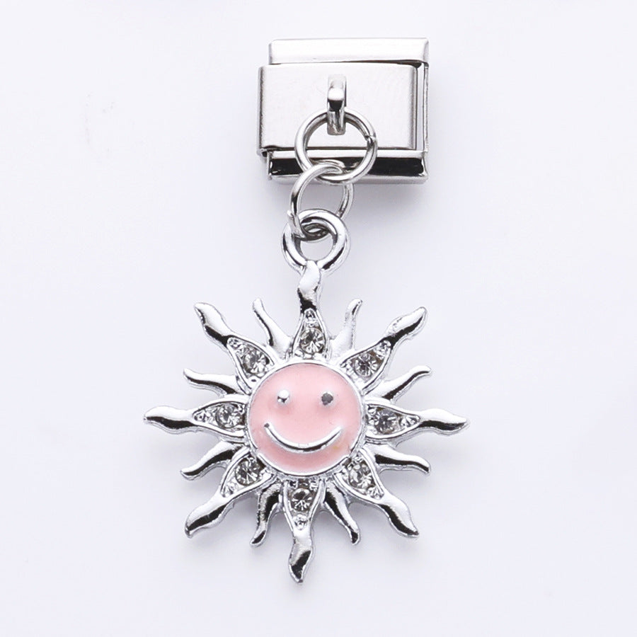 Wholesale 10pcs Italian Charm Bracelet 9mm DIY Splicing Oil Drop Butterfly Sunflower Stainless Steel Composable Bracelet