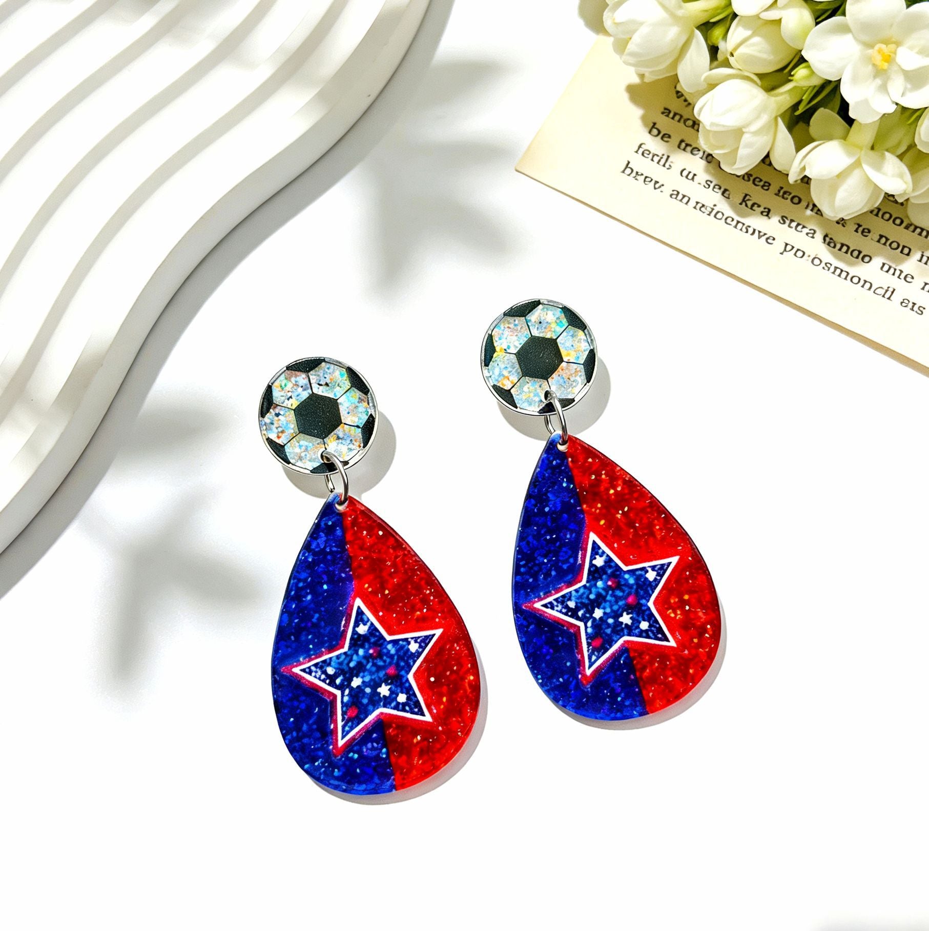 Wholesale Acrylic US Canada Mexico World Cup American Flag Print Earrings