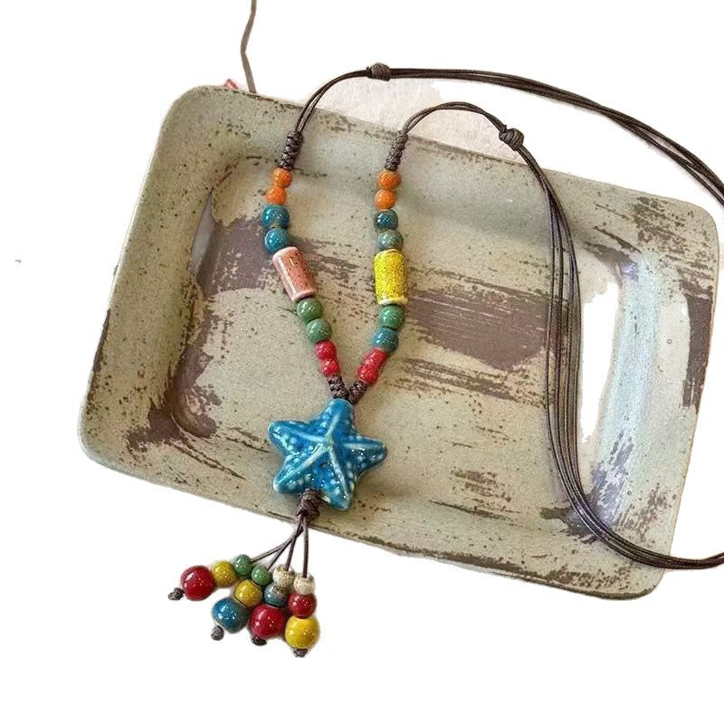 Wholesale Bohemian Starfish Ceramic Necklace