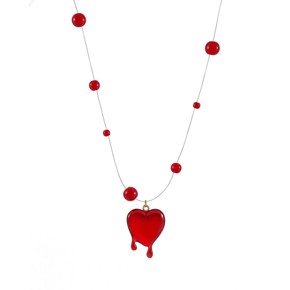 Wholesale Halloween Red love blood drop bead necklace