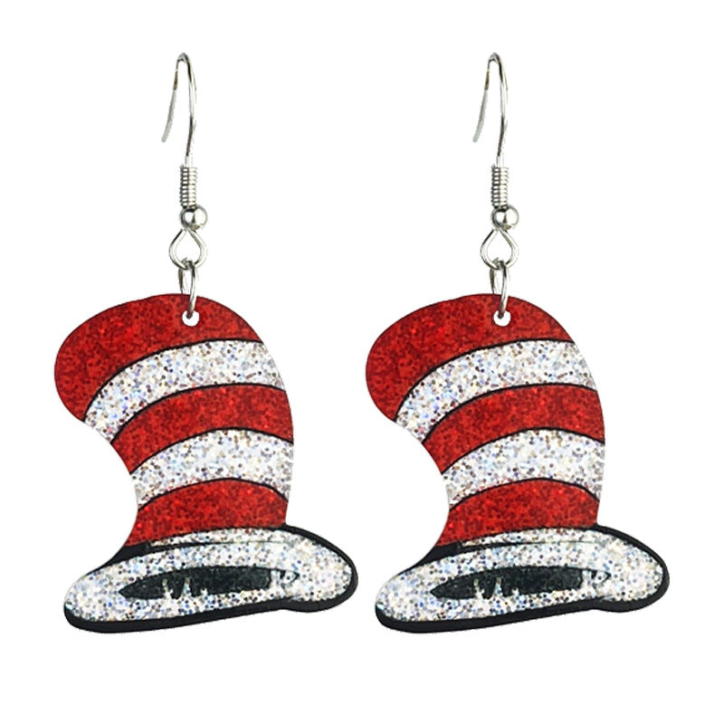 Wholesale 2 pairs/pack Bright Cute Teacher Color Book Acrylic Earrings ACC-ES-HY214