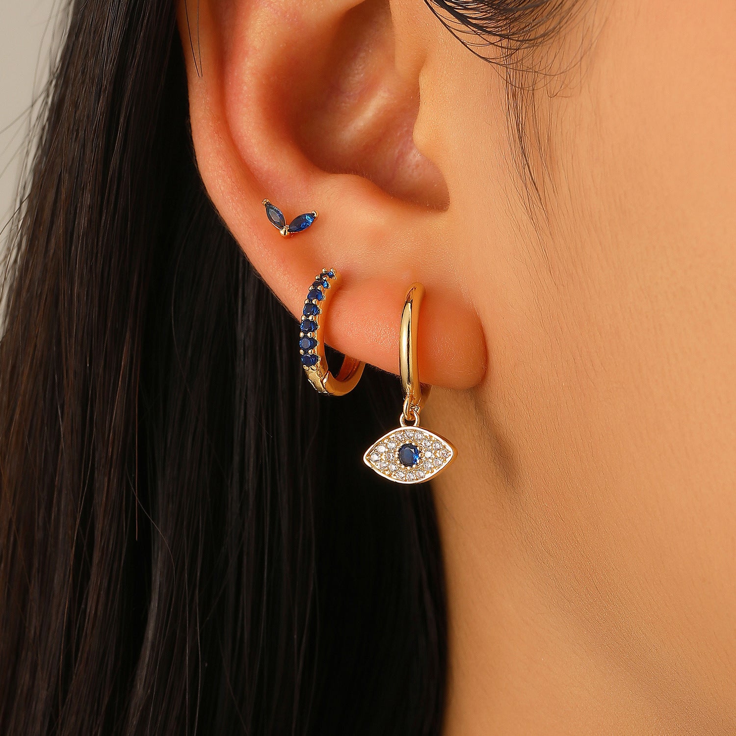 Wholesale Evil Eye Ear Cuff Geometric Gold Copper Women S Earrings With Zirconia Trendy Gift