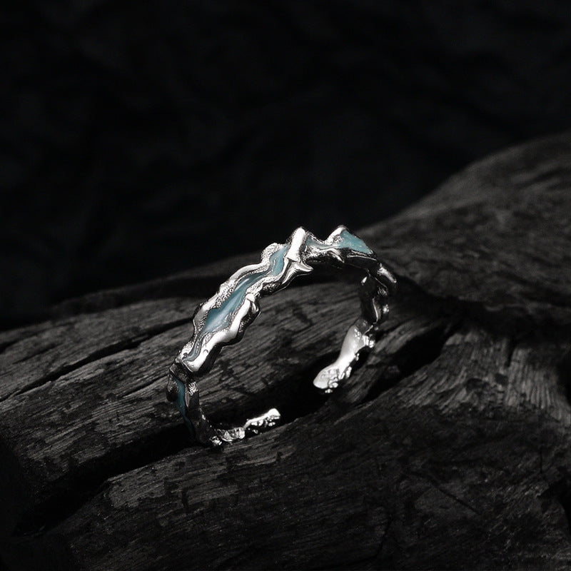 Wholesale Mint Blue  S925 Sterling Silver Ice Lake Series Light Ice Finger Ring