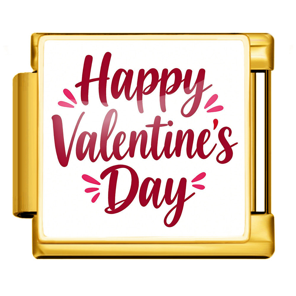 Wholesale Titanium Steel Love Series Square Pattern Modular Bracelet For Valentine S Day Gifts