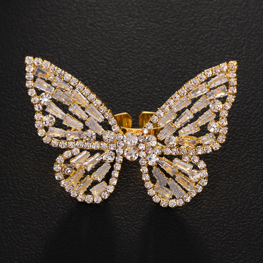 Wholesale Butterfly Ring  Light Luxury  Opening Ring Adjustable Rings