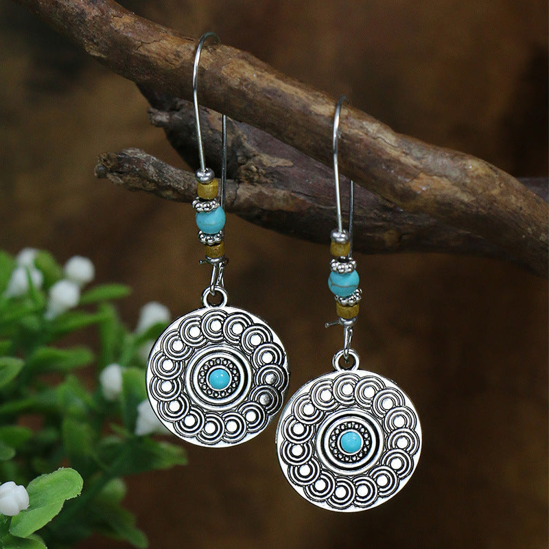 Wholesale Jewelry Bohemian Turquoise Alloy Earrings