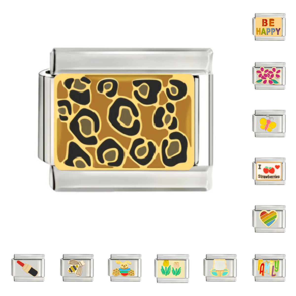 Wholesale 9mm Italian Charm Starter Bracelets DIY square Single Section Creative Stainless Steel Composable Bracelet