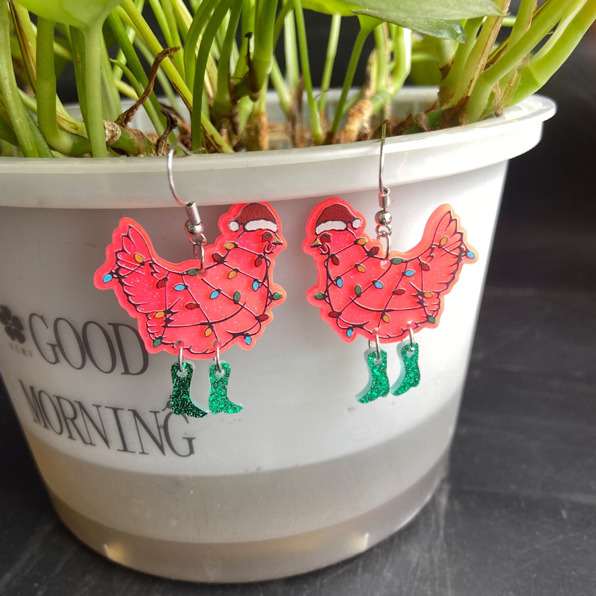 Wholesale Christmas Colorful Rooster Acrylic Earrings