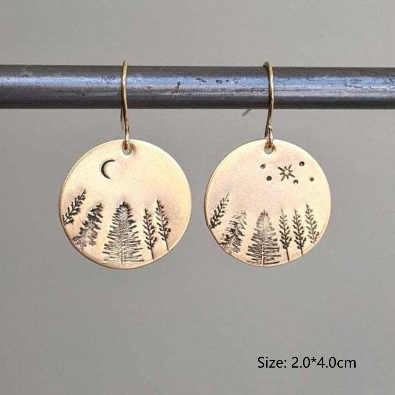 Wholesale Round Geometric Earrings Desert Forest Pattern Earrings