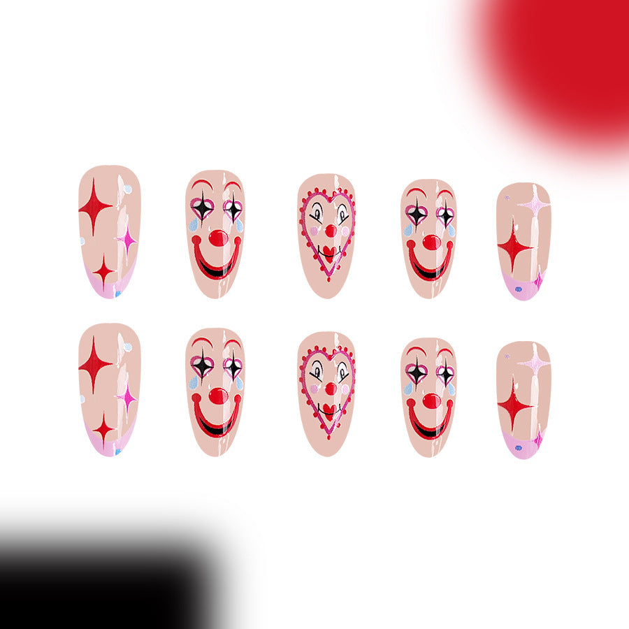 Wholesale 24 Pieces/box Glossy Pointed Clown Manicure Press-on Nails Kits Nail Stickers ACC-NS-GuaiXL031