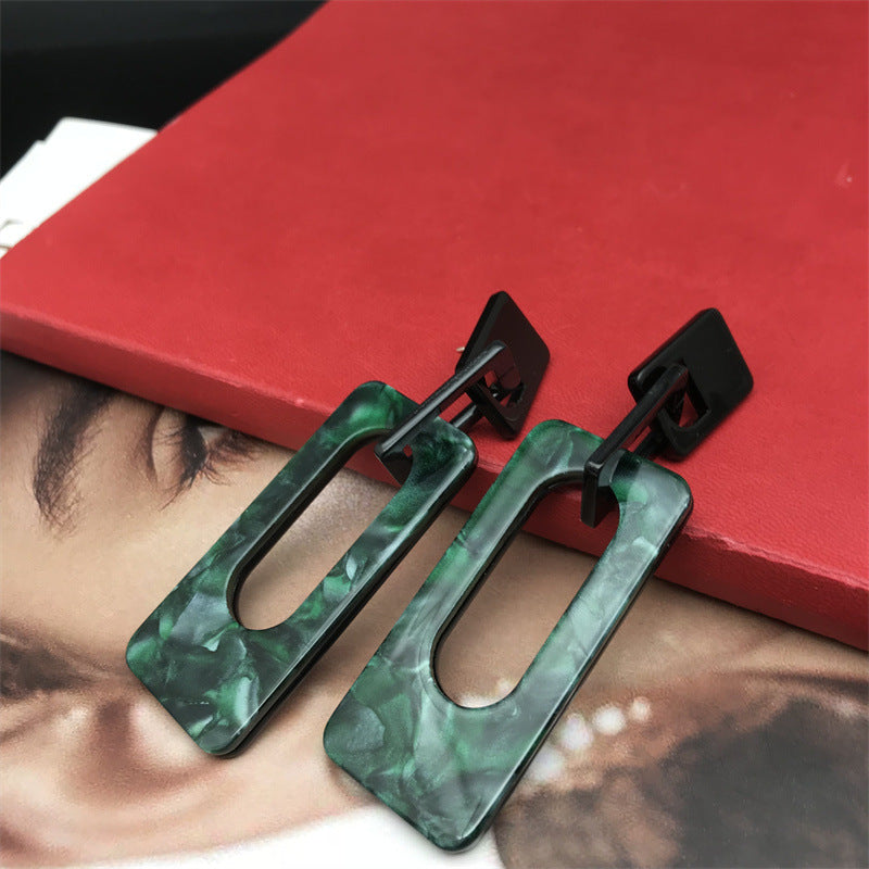 Wholesale Rectangular Chain Contrast Earrings Acrylic Earrings ACC-ES-FX041