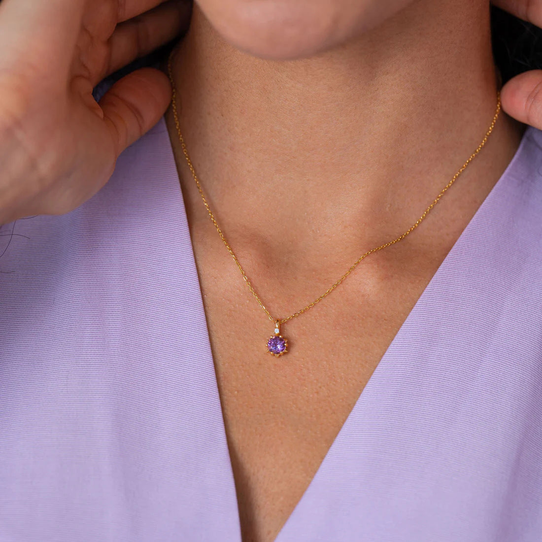 Wholesale Twelve Birthstone Necklace Titanium Steel 12 Birthstone Round Pendant  Flower Accessories