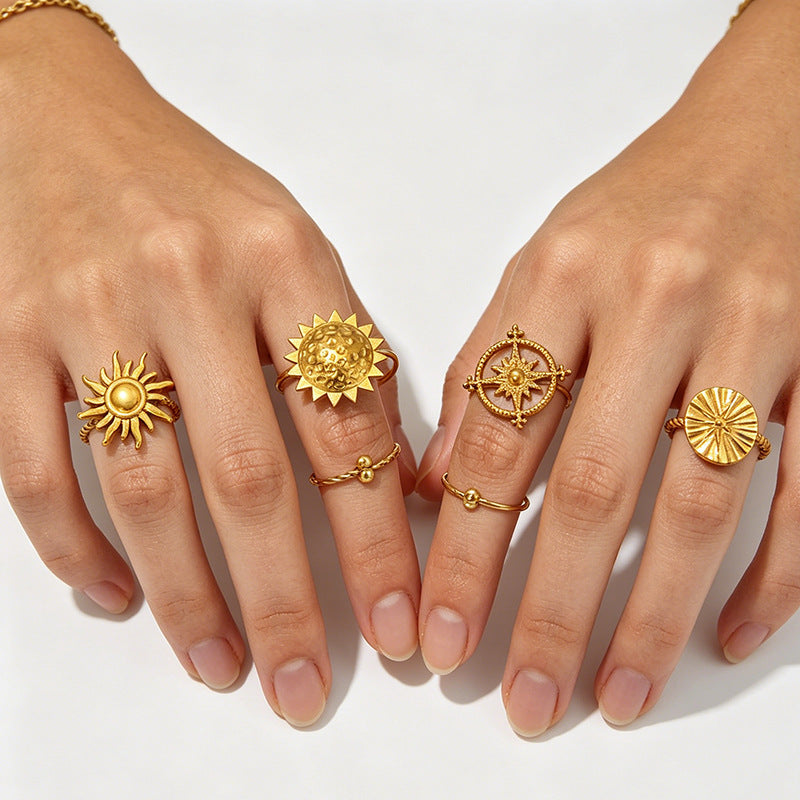 Wholesale Chic Geometric Open Ring Gold-Plated Stainless Steel Jewelry Accessory