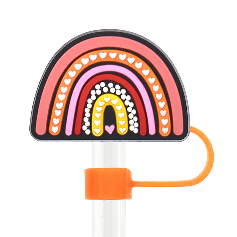 Wholesale Random 100pcs Love and Peace 10mm PVC Soft Straw Tube Cap ACC-SCR-RYY089