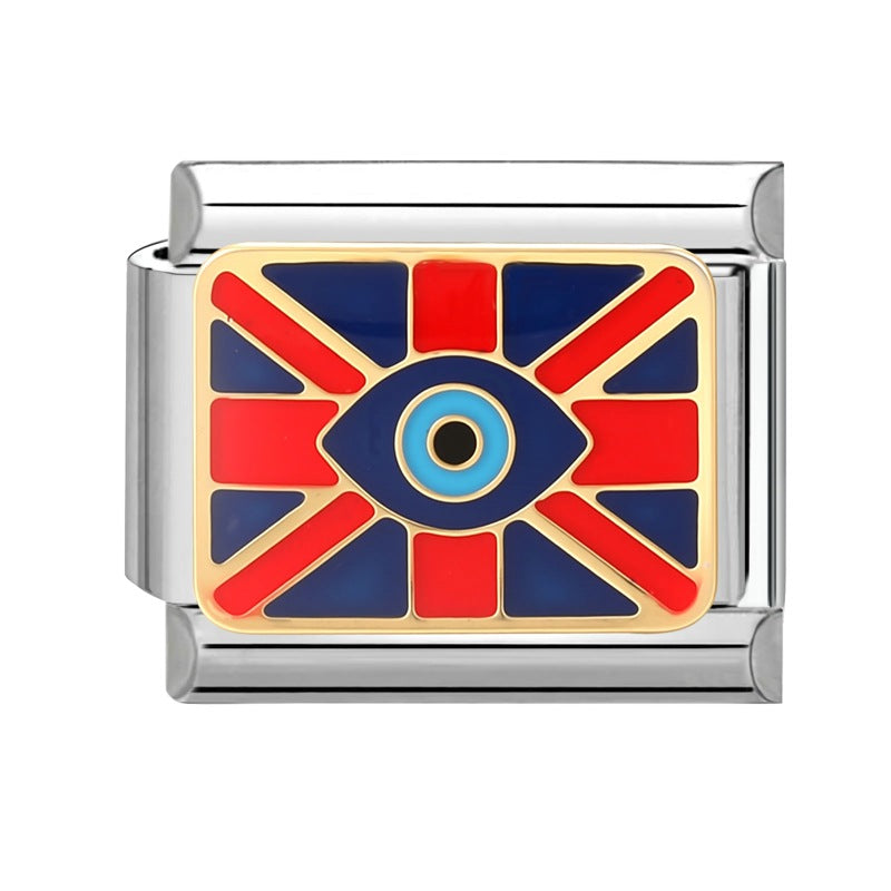 Wholesale 9mm Italian Charm Starter Bracelets DIY Butterfly Evil Eye Stainless Steel Composable Bracelet